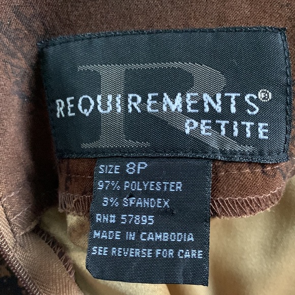 Requirements Petite Autumn Fall High Waisted Women’s Size 8P Paisley Brown Skirt - Picture 11 of 12